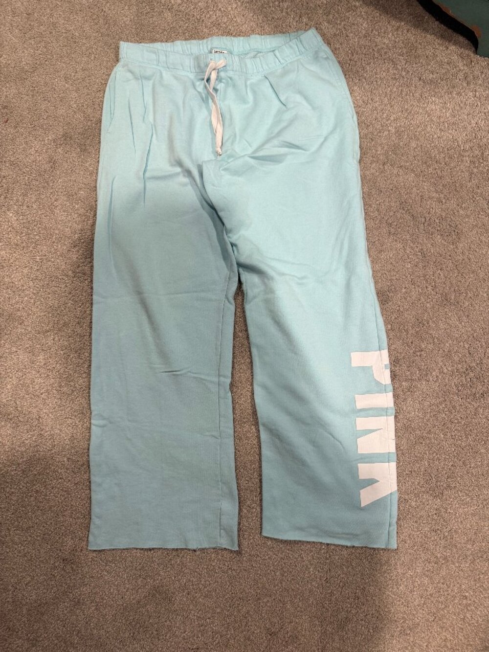 PINK Victoria's Secret Sweatpants Women M Mint Green Wide Leg Logo Loungewear